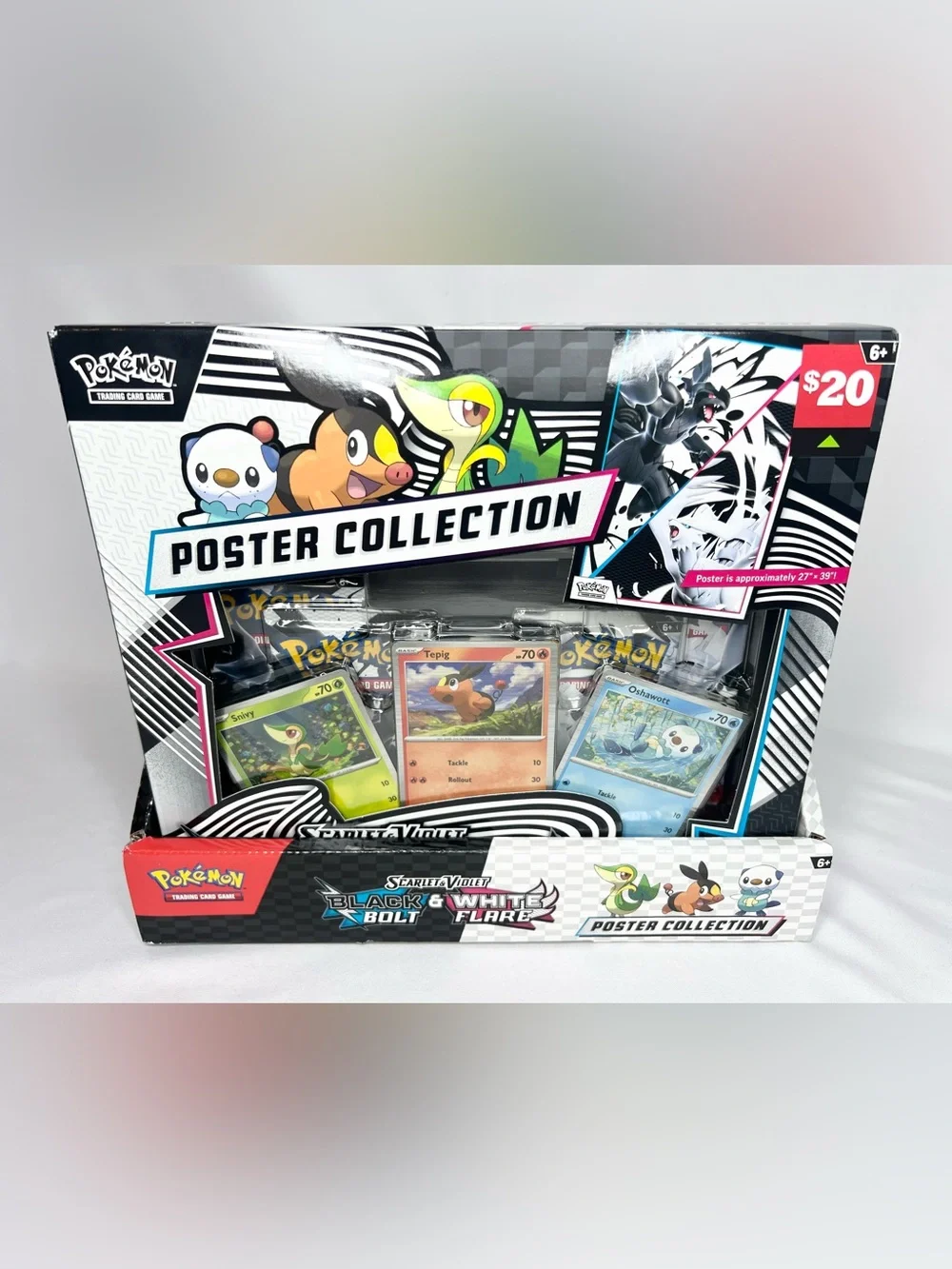 Pokemon TCG Black Bolt/White Flare Poster Collection Sealed Lot of 6 w/ Display